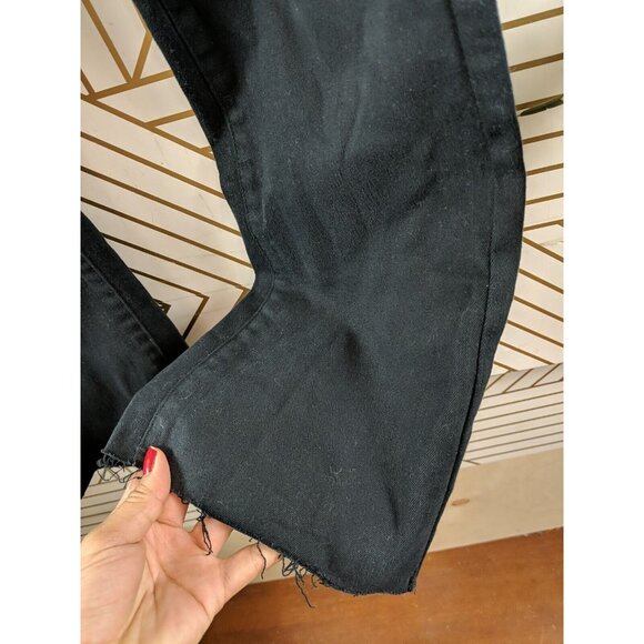 Oak Fort Women's Black High Waisted Jeans Raw Hem Size 25 - Picture 4 of 9